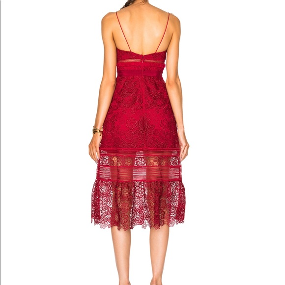 Self Portrait Raspberry Red Dress Size 8 Like New - Picture 4 of 5
